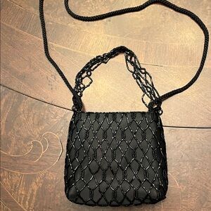 Elegant Black Beaded Women's Bag